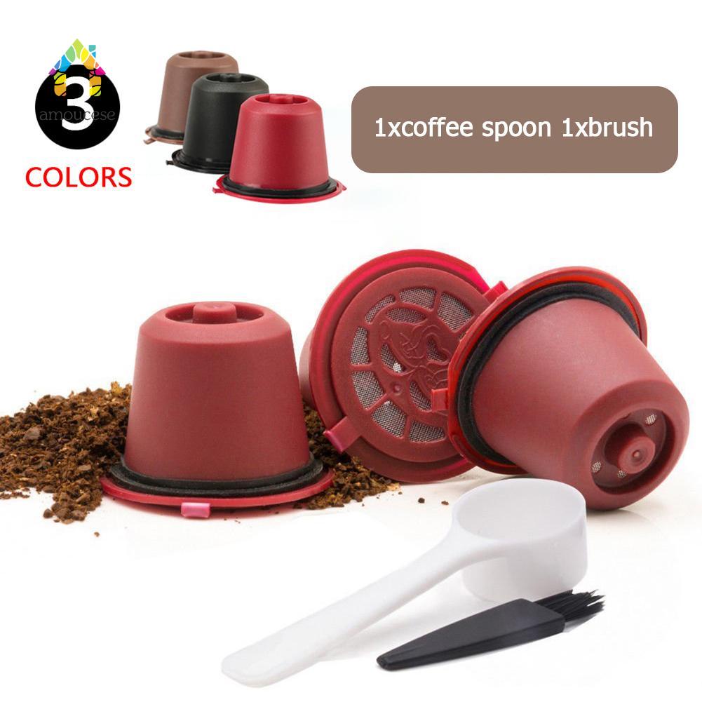 Asiproper 3 filtros de cápsulas de café Reutilizables para cafetera Nespresso con Cuchara 