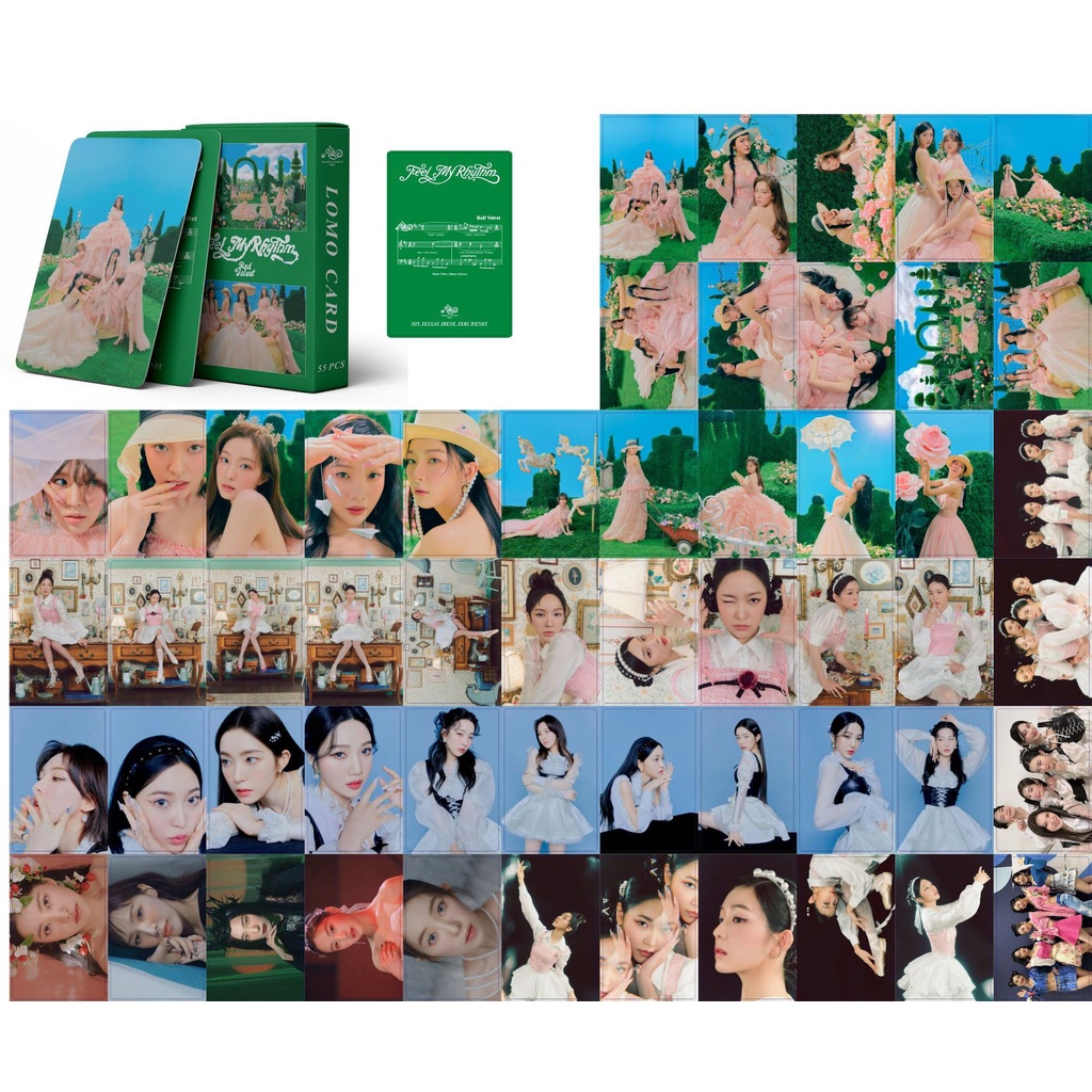 Libro de guía para el día del Festival de Reve Juego de Tarjetas de Fotos adicionales de Doble Cara y póster Plegado para CD y Mini Album S.M Red Velvet 