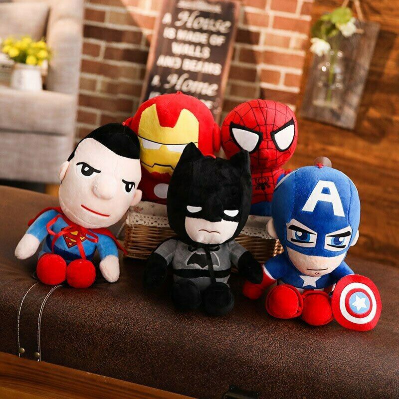 SDFGXCV Spiderman/Batman/Iron Man/Capitán América/Peluche Peluche Muñeca Pelicula Comic Heroes Super Hero Squad Peluche Peluche,Spiderman-25cm 