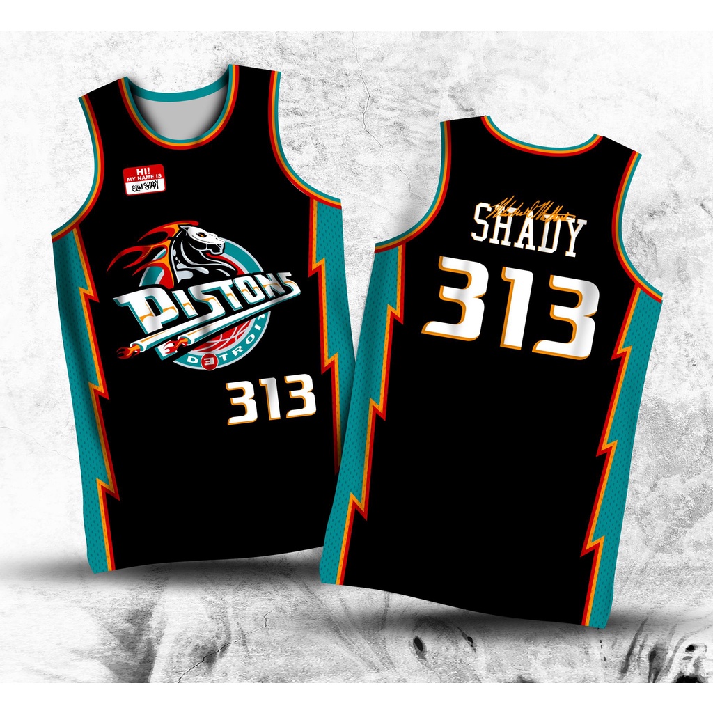 Eminem x NBA Detroit Pistons Slim Shady 313 Basketball Jersey nel 2023