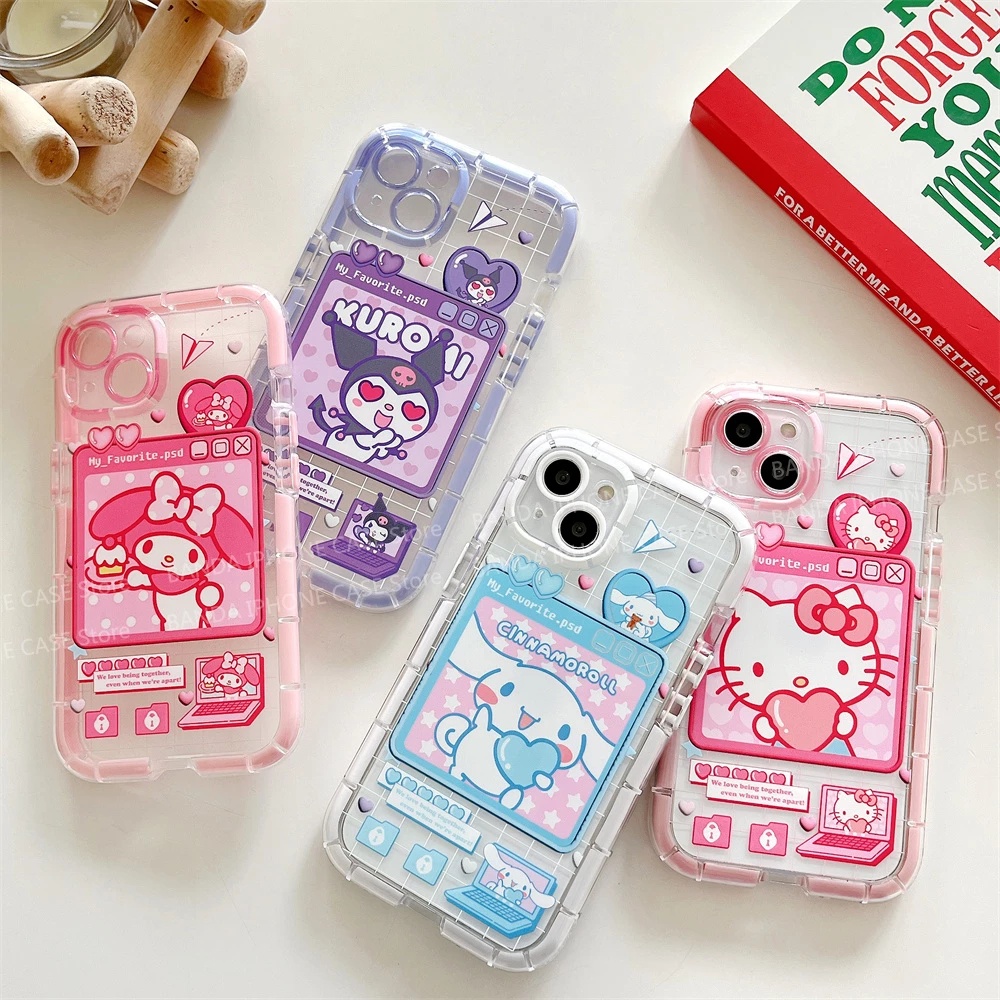 Funda Para  for IPhone 11 13 12 Pro Max Xs Xr X Kawaii Hello Kitty Kuromi Airbag Sanrio Phone Case