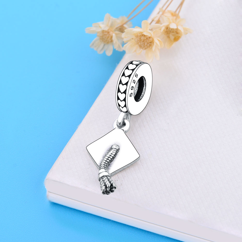 Charm colgante Birrete de graduación Fits Pandora Pulseras Charms Moda Mujer Regalo Plata Plateada DIY Joyería | México