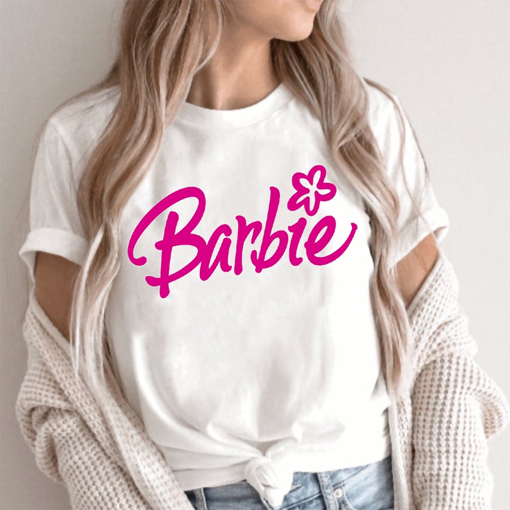 2022 Moda Barbie Camiseta Para Las Mujeres De De La Mujer Ropa Femenina Blanca T-shirt Señora De Manga Corta Streetwear | Shopee México
