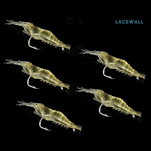 Lacewall 5 Señuelos De Pesca Suave Y Ligero , Falso , Vívido , Camarones , Cebo , Anzuelo , Equipo
