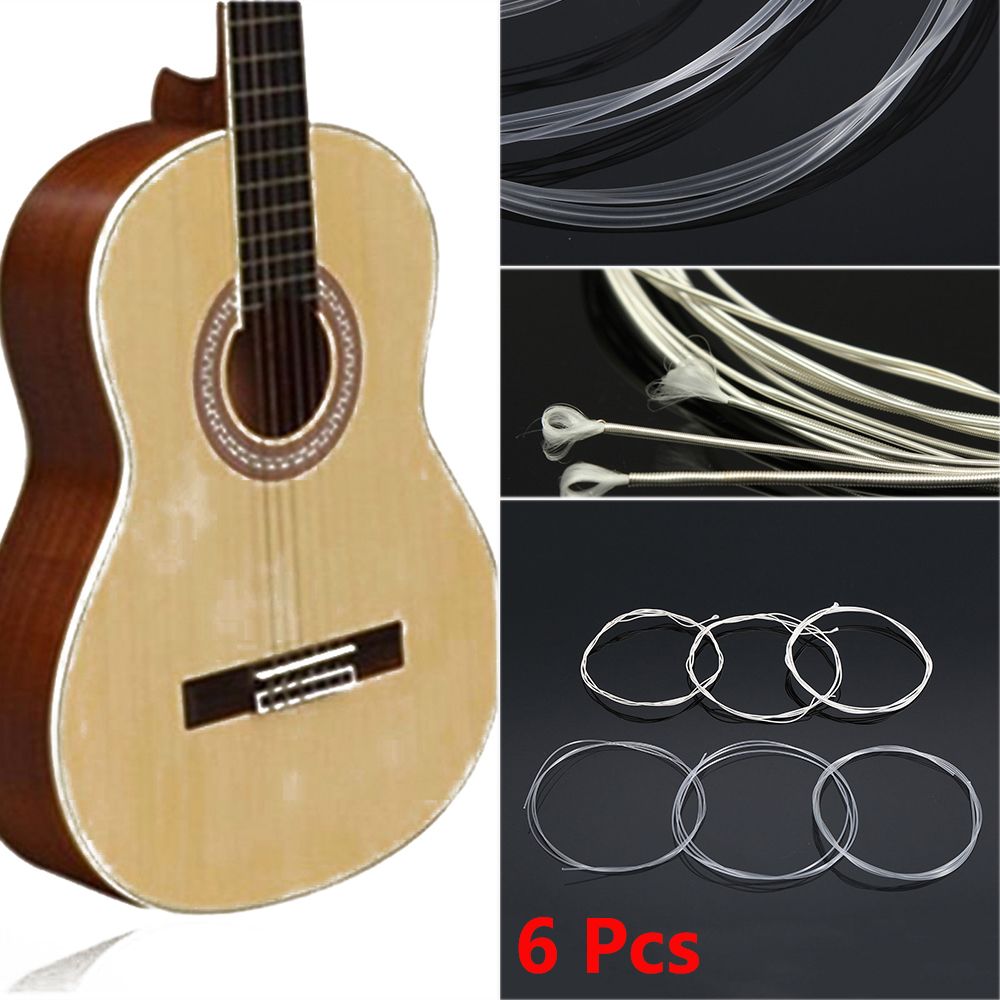 cuerdas de plata de nylon transparentes y plateadas Juego para guitarra clásica clásica 1M 1-6 EBGDAE Juego de 6 cuerdas de guitarra juego de piezas y accesorios para bajo de guitarra plata