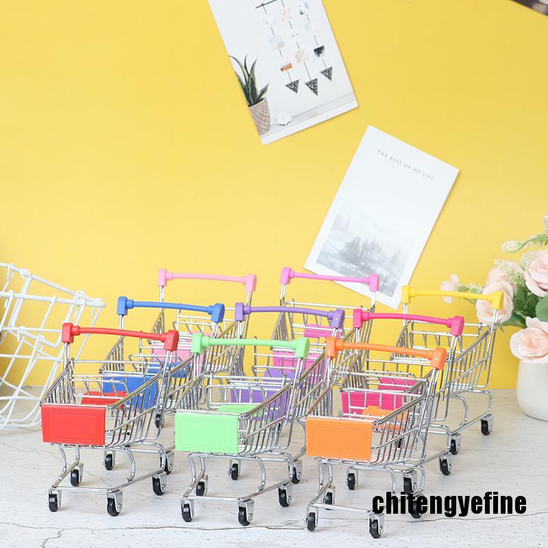 Yefine 1 carro de la compra Mini carro de compras supermercado carrito de compras juguete de almacenamiento Super