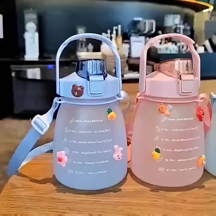 Botella De Agua Motivacional De 1,4 L De 2 Litros Con Plástico Grande Para Gimnasio , Oficina/Entrenamiento