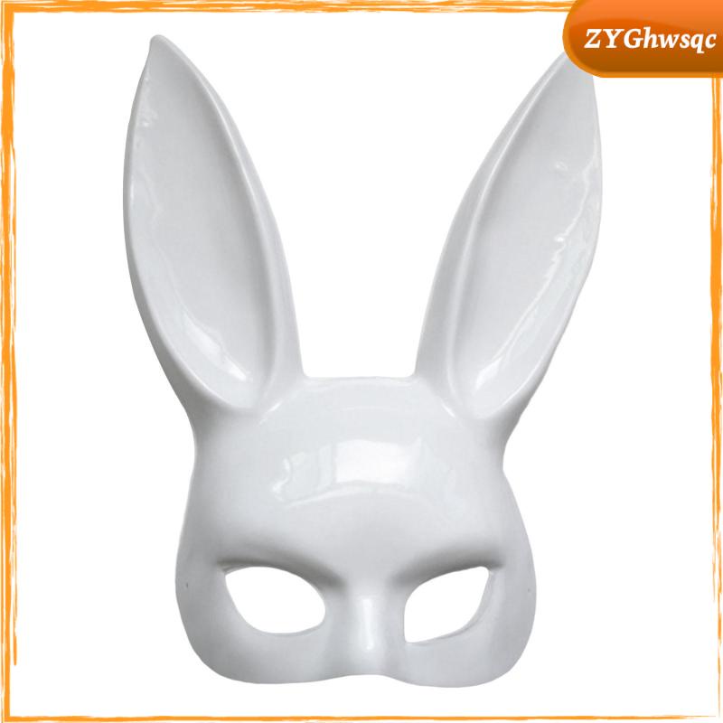 PVC para Fiesta de Halloween Blanco para Mujer y niña Máscara de Conejo con Orejas largas Mayyou 38 x 18cm 