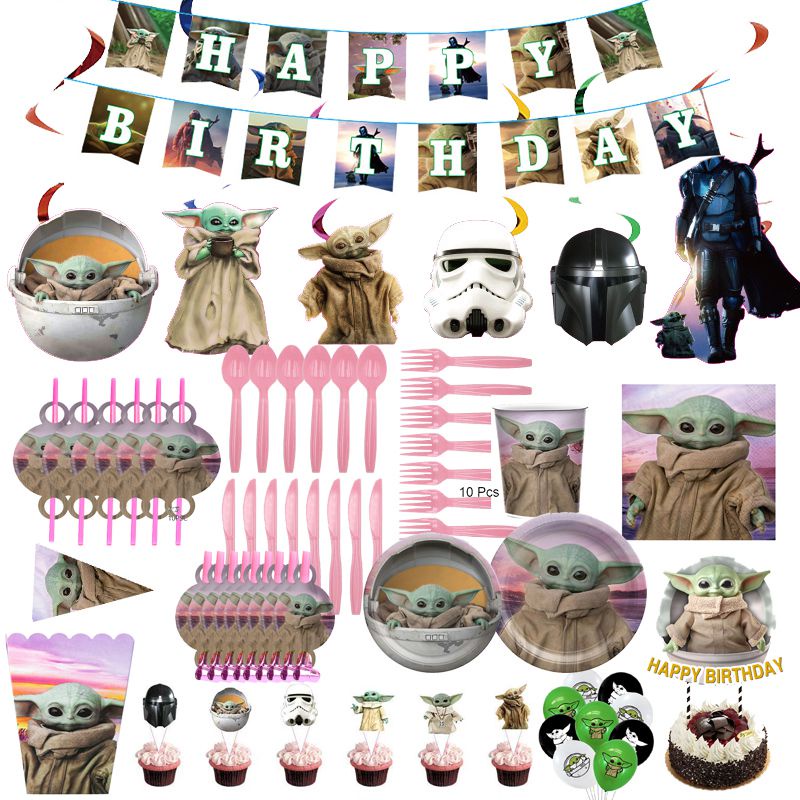 Star Wars Series Baby Yoda Kids Theme Birthday Party Disposable ...