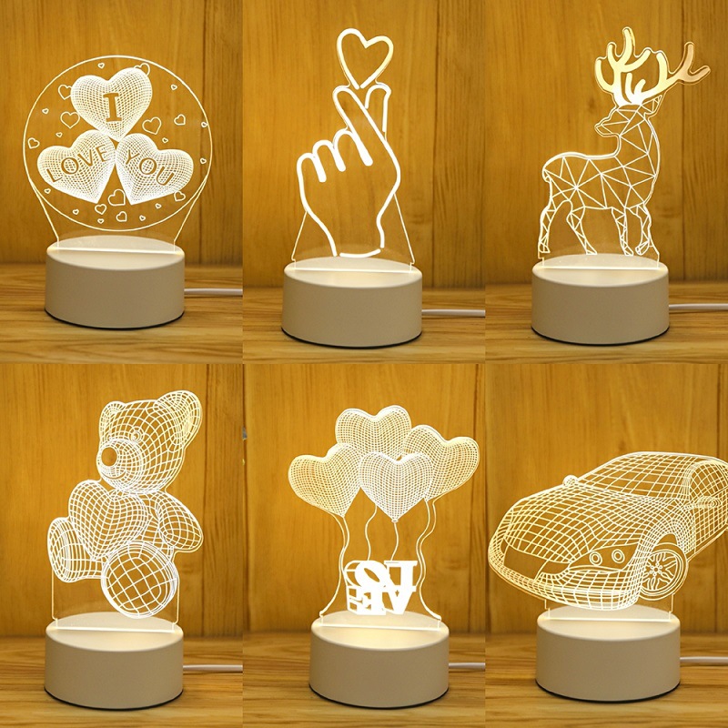 romántico amor 3d lámpara en forma de corazón globo acrílico led luz de