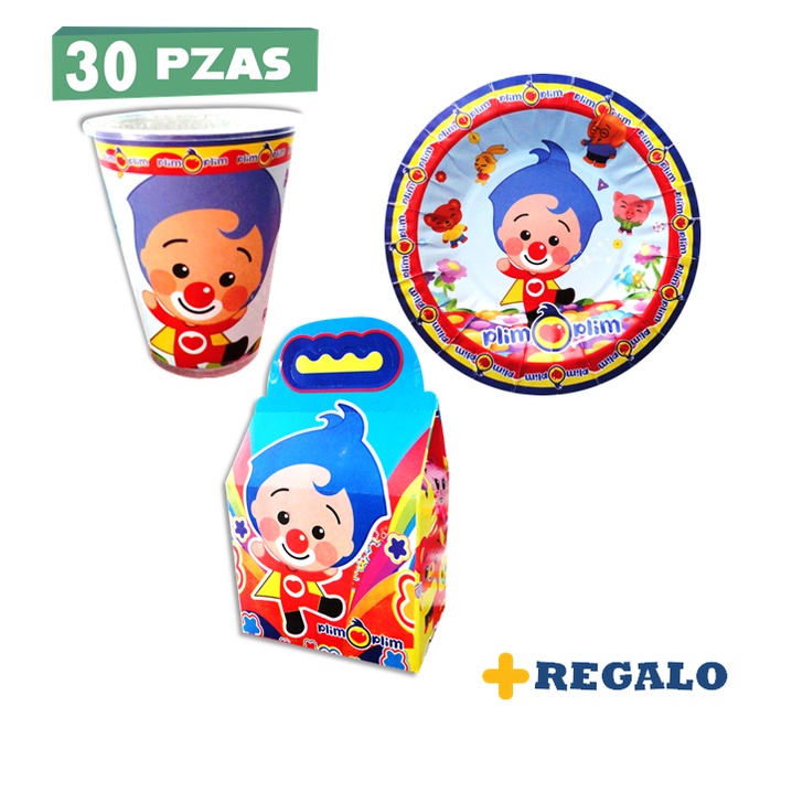 Plim Plim 10 Cajas Dulceras 10 Vasos 10 Platos Fiesta Payasito Shopee