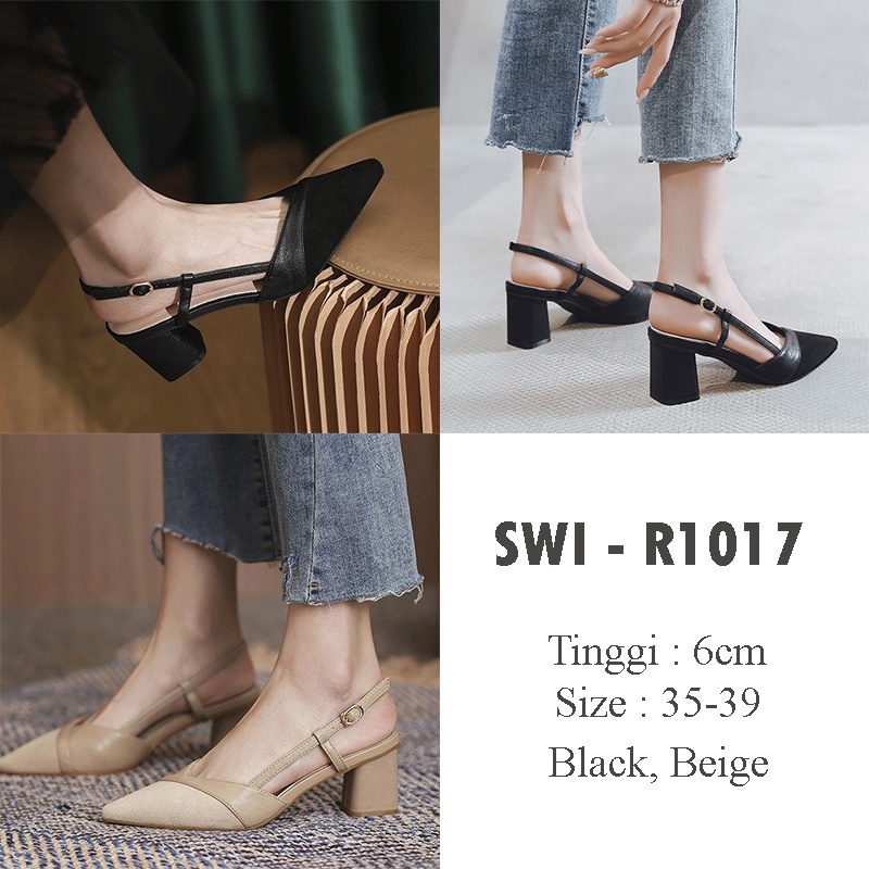 Inicialmente agujas del reloj Trasplante Swi-r1017 BEIGE / negro-correa tacones-tacones 6cm correas-talla  suedei-talla 35-39 | Shopee México