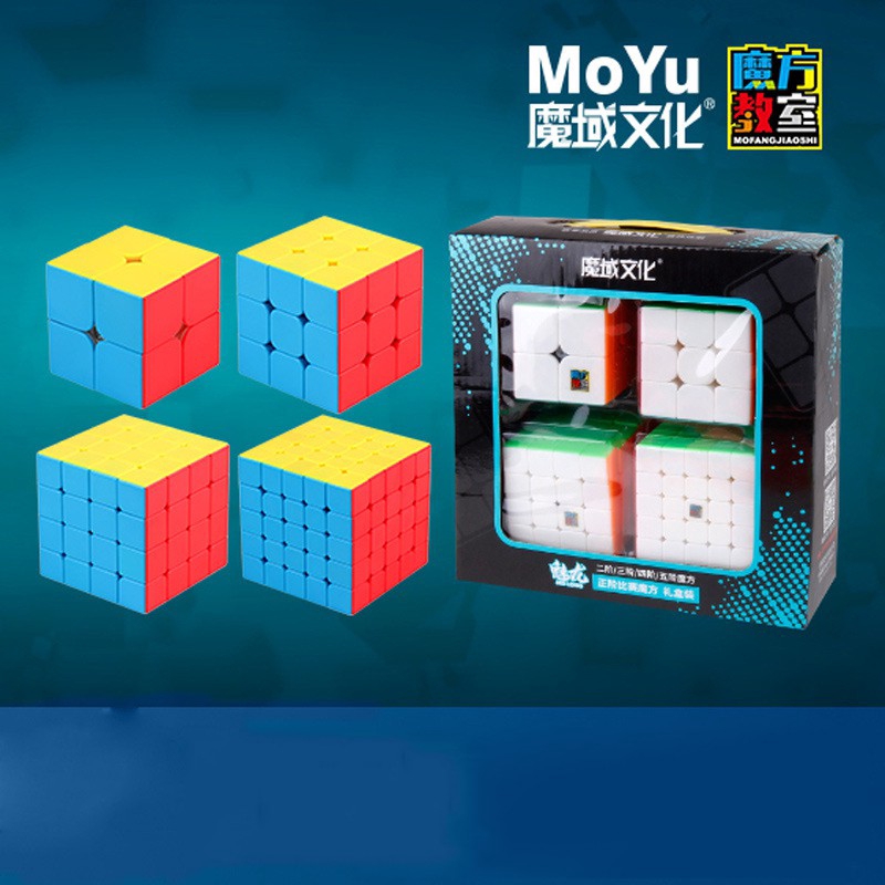MoYu MoFangJiaoShi MFJS Paquete de Cubo de Velocidad sin Pegatinas 2x2 3x3 4x4 5x5 Cubo mágico Cubing Classing Smooth Puzzles Cube Set con Embalaje de Regalo 