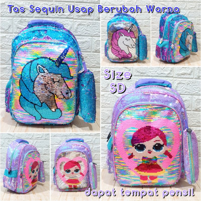 Mochila escolar primaria para niños lentejuelas LOL unicornio mochila importación niñas