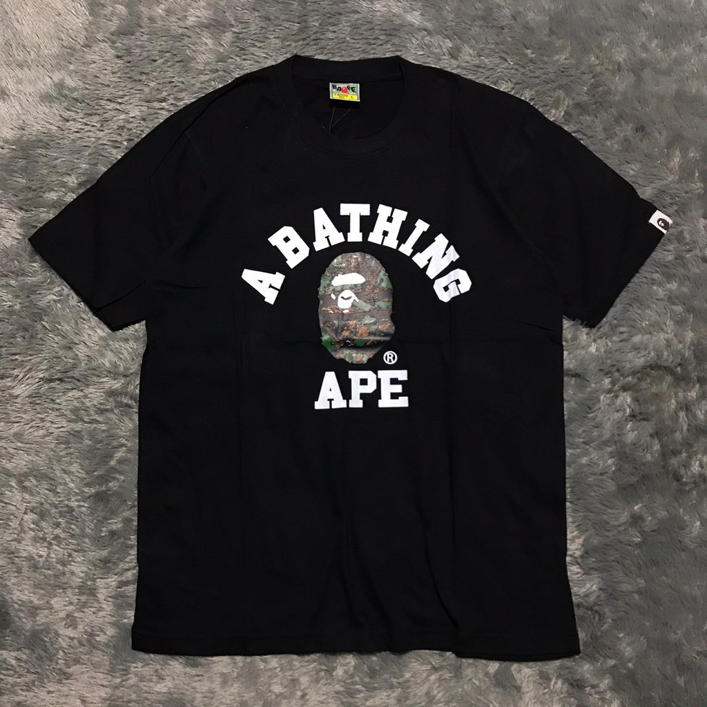 A BATHING APE Ropa camiseta camiseta un mono de baño BAPE COLLEGE negro  blanco auténtico | Shopee México