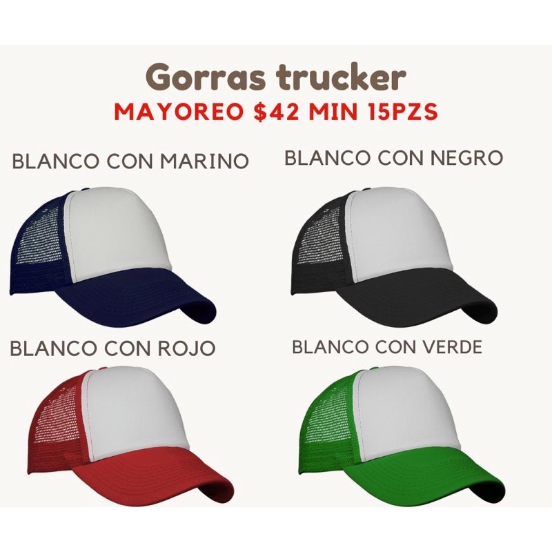 Gorras Trucker $42 mayoreo varios colores