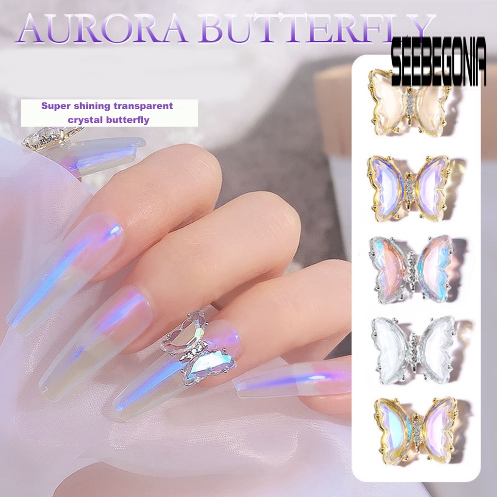 Aerógrafo de cristal de oro XR50 con cuentas Aurora boreal Espejo Par Apliques de diamantes de imitación 