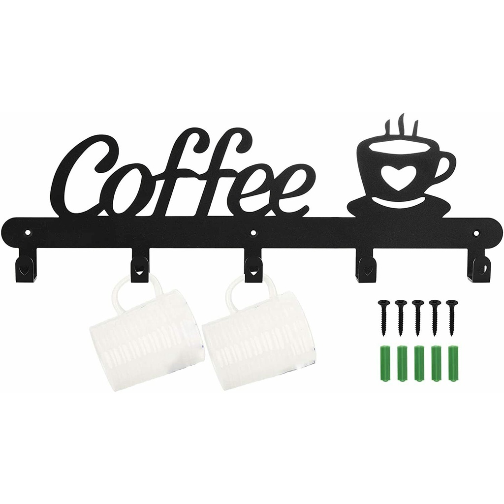 Desbordamiento arco interior Soporte de taza de café montado en la pared, estante de Metal para tazas de  café para pared, estante para taza de café montado en la pared, gancho para  colgar en la