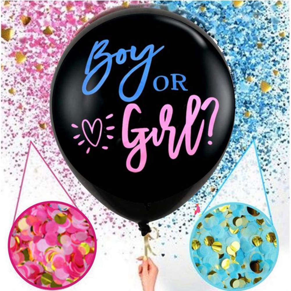 género revelar fiesta decoración globo grande de látex de 91 cm para niño o niña con confeti rosa azul para baby shower Unisun Globos de revelación de género 