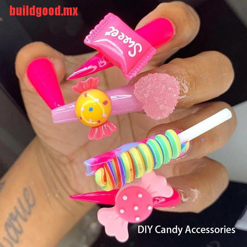 buildgood] diseño de uñas acrílicas 3D Kawaii dulces de resina mixta  Decoratio | Shopee México