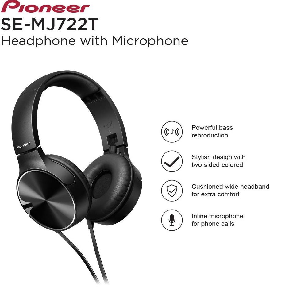 Audifonos On Ear Manos libres 3.5mm Pioneer SE-MJ722T Pioneer 