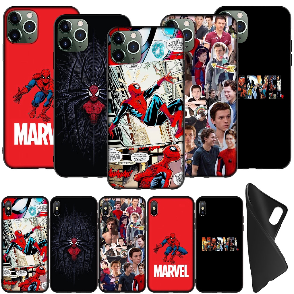 Fundas iPhone 11 Pro XR X XS Max 6 7 8 6S Plus Funda Negra De Silicona  Suave Para Teléfono Marvel SpiderMan Tom Holland | Shopee México