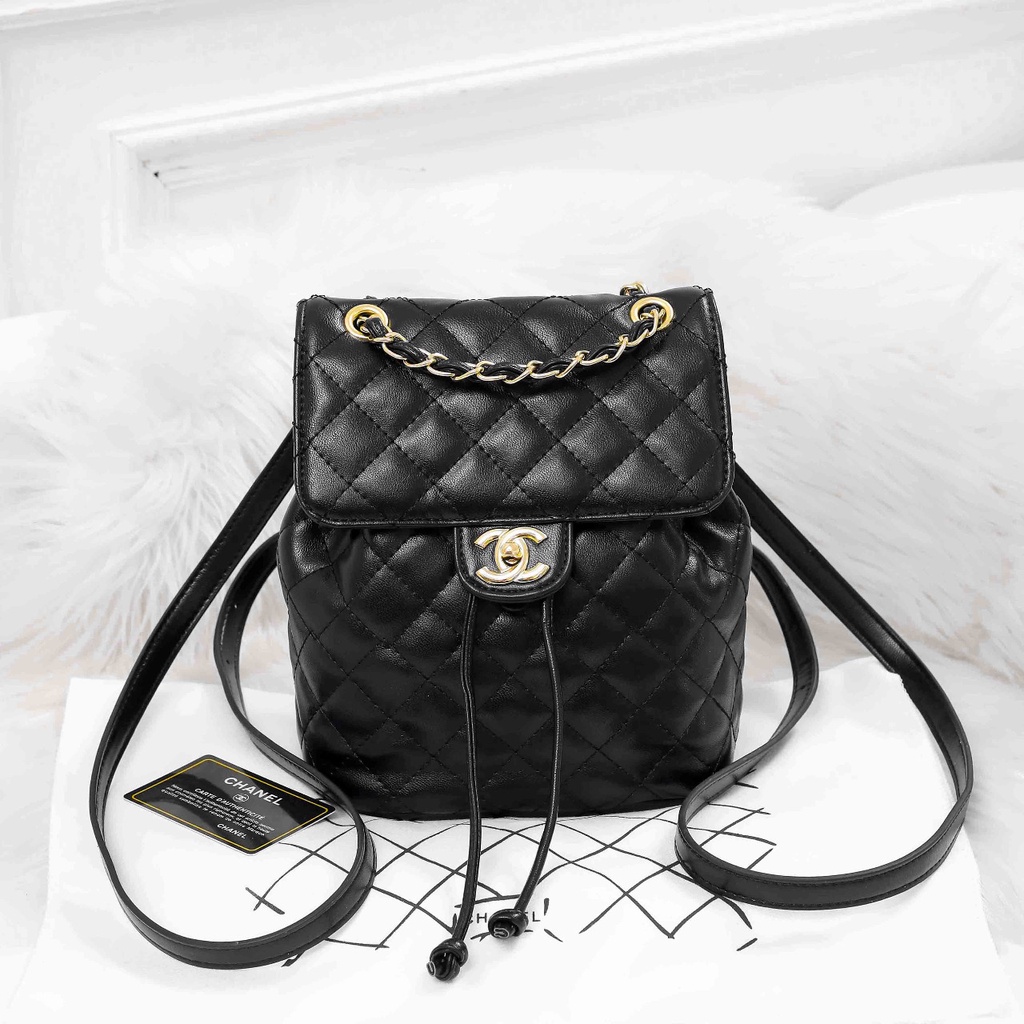 Chanel mochila de piel de en negro 6812 | Shopee México