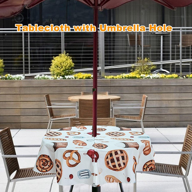 Umbrella Hole Tablecloth For Outdoor, Tablecloth For Patio Table With Umbrella Hole