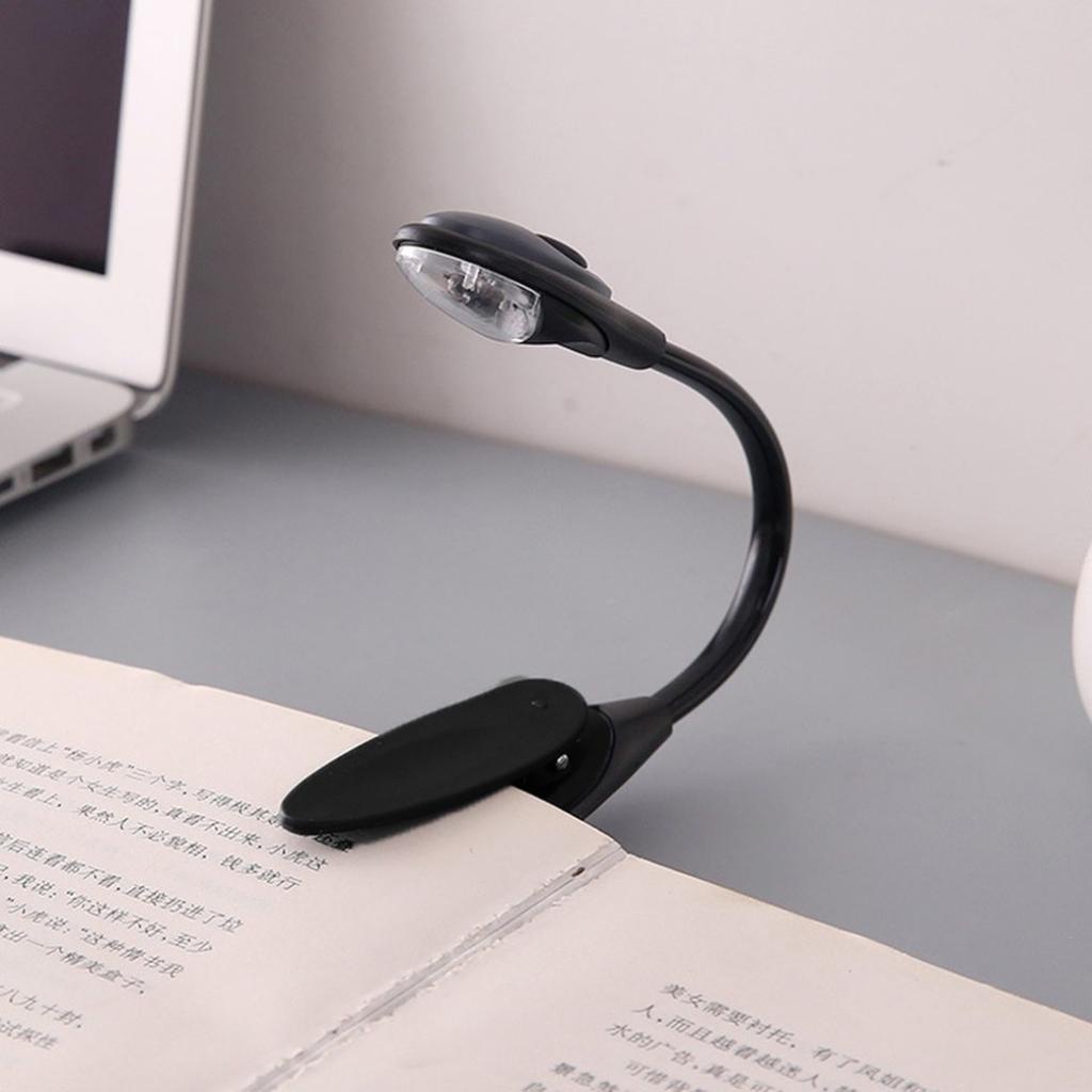 Luz de lectura Luz de libro LED Brillo continuo Micro batería Lámpara con clip con cuello de ganso flexible 