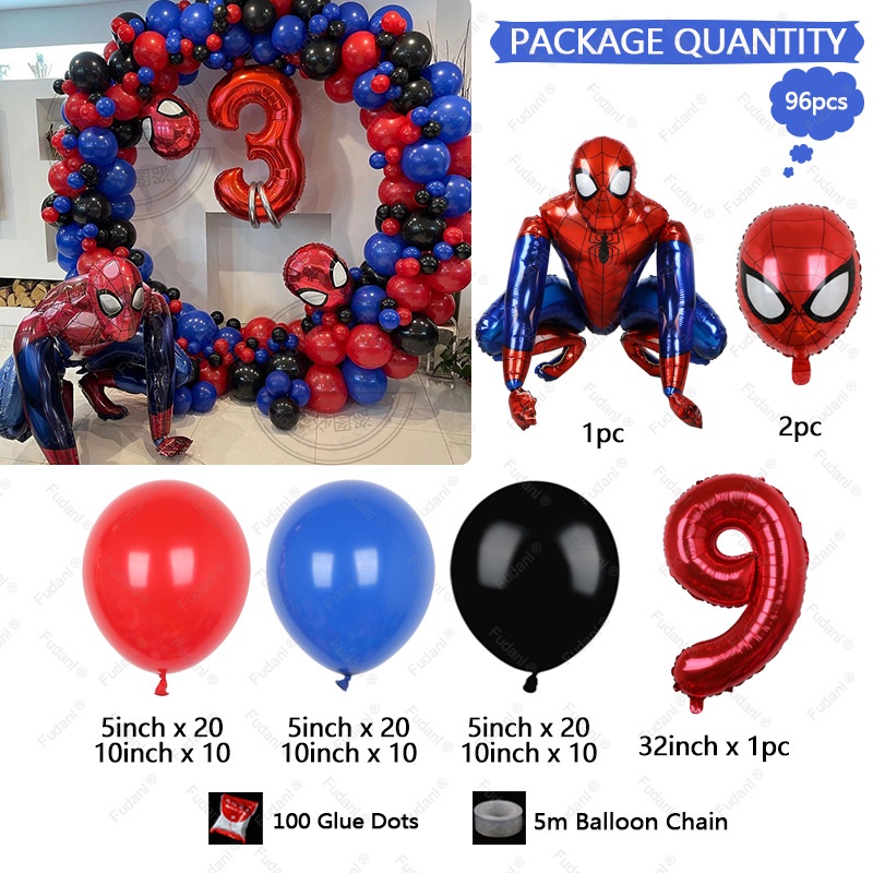 96 Piezas Spiderman Iron Man Superman 3D Foil Globos Niños Cumpleaños Rojo  Y Azul Guirnalda Kit De Arco Decoraciones De Fiesta Temáticas De Niñas  Regalos P | Shopee México