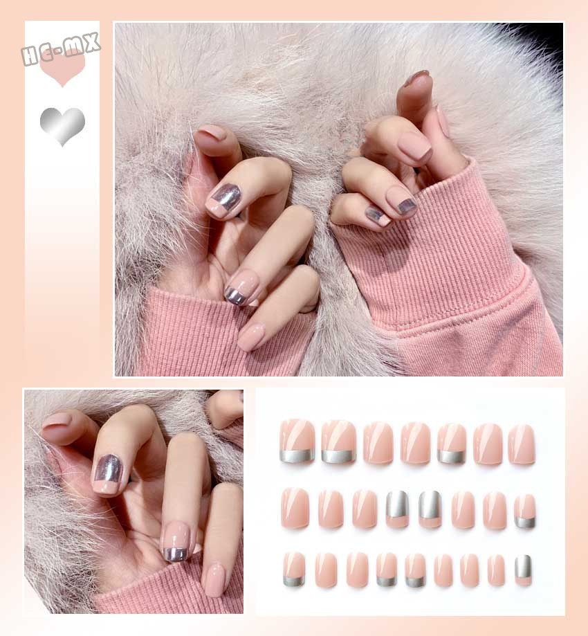 más reciente] 24 piezas de Color rosa y plateado cabeza cuadrada portátil uñas  postizas elegante cubierta completa desmontable herramienta de manicura  fácil montaje | Shopee México