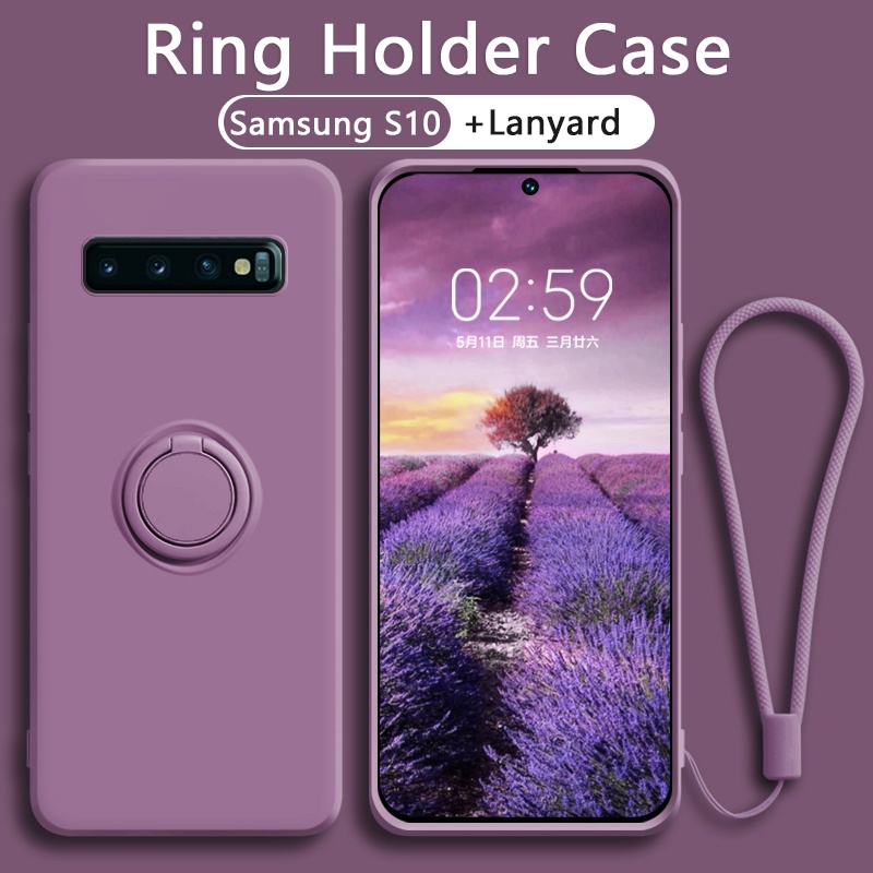 Lujo Samsung Plus S10e silicona líquida caso con anillo magnético titular libre soporte Shopee México