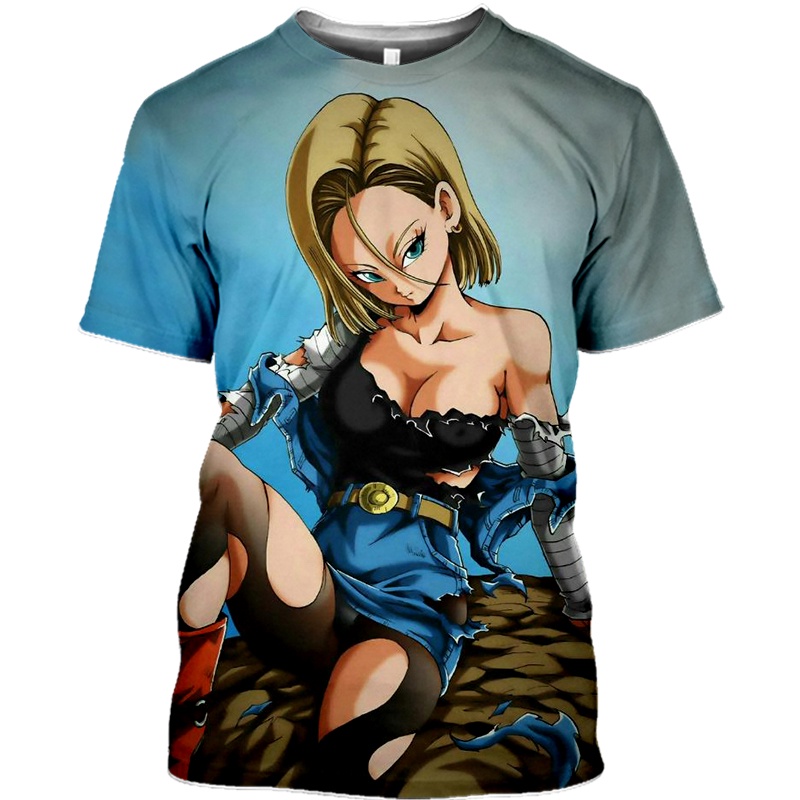 Nuevo Dragon Ball Bulma Sexy Goku Android 18 Hentai-Explicit 18 Camiseta DIY Talla Grande Maduro Lazuli