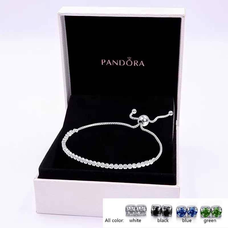 Pulsera Pandora 925 Plata Cúbica Circonita Diamante Pulseras Ajustables Mujer Moda Accesorios De Joyería