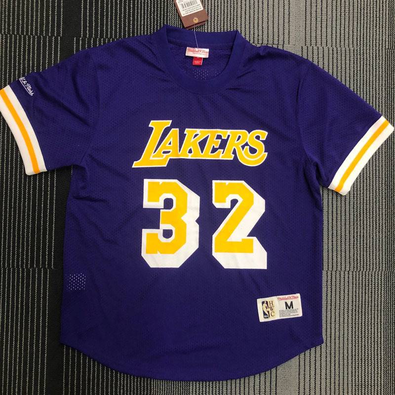 Johnson 32# Lakers - Camiseta de baloncesto para hombre, malla transpirable, retro, sin mangas, talla S-XXL 