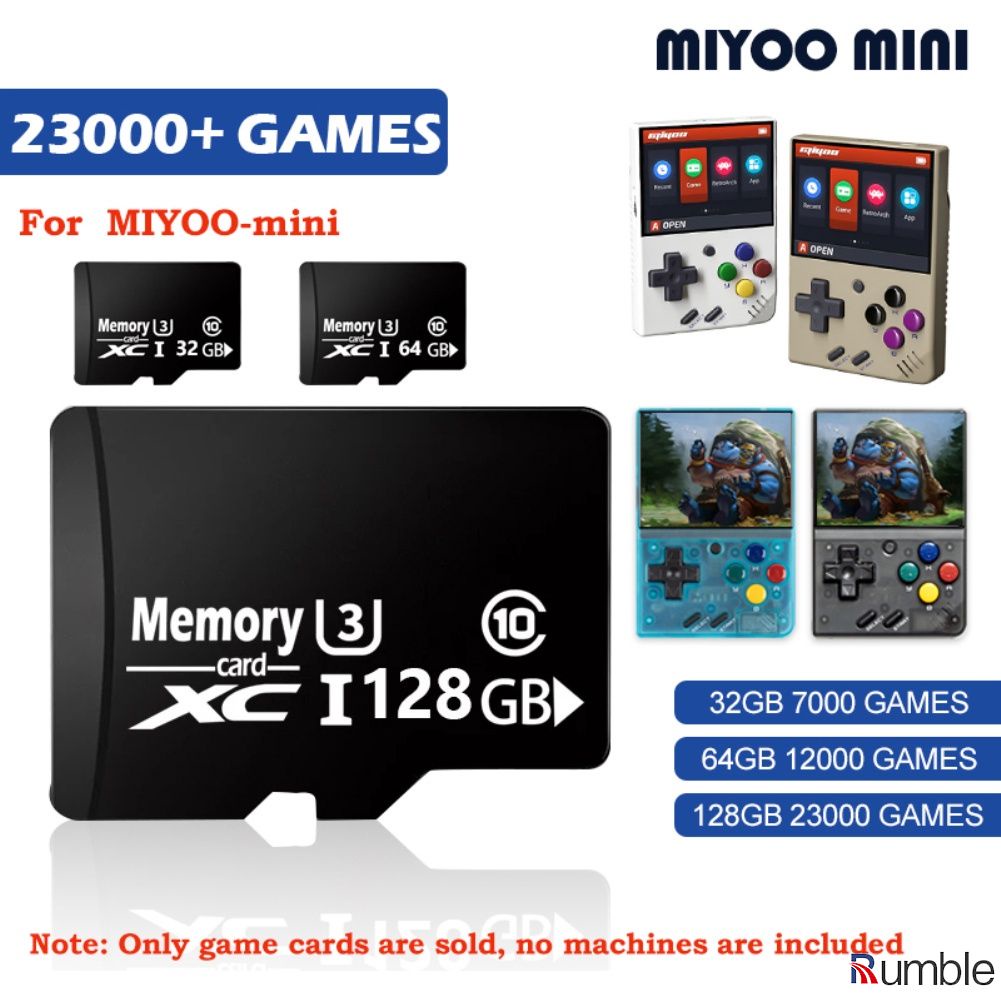 Tarjeta de memoria SD para MIYOO Mini consola de juegos de mano Retro 64GB Miyoo Mini V2 V3 128GB con 20000 juegos de rugido