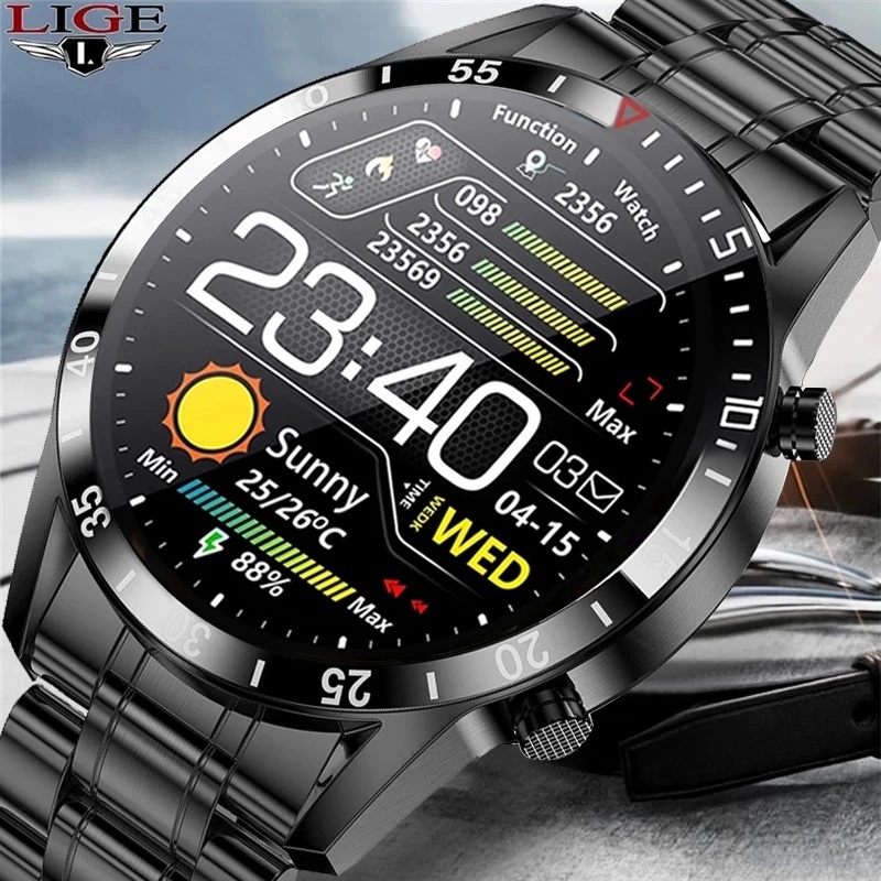 Beixiju-LIGE IP68 Relojes Inteligentes Con Pantalla Táctil Completa Impermeable/De Lujo Reloj Inteligente Deportivo Para Hombres