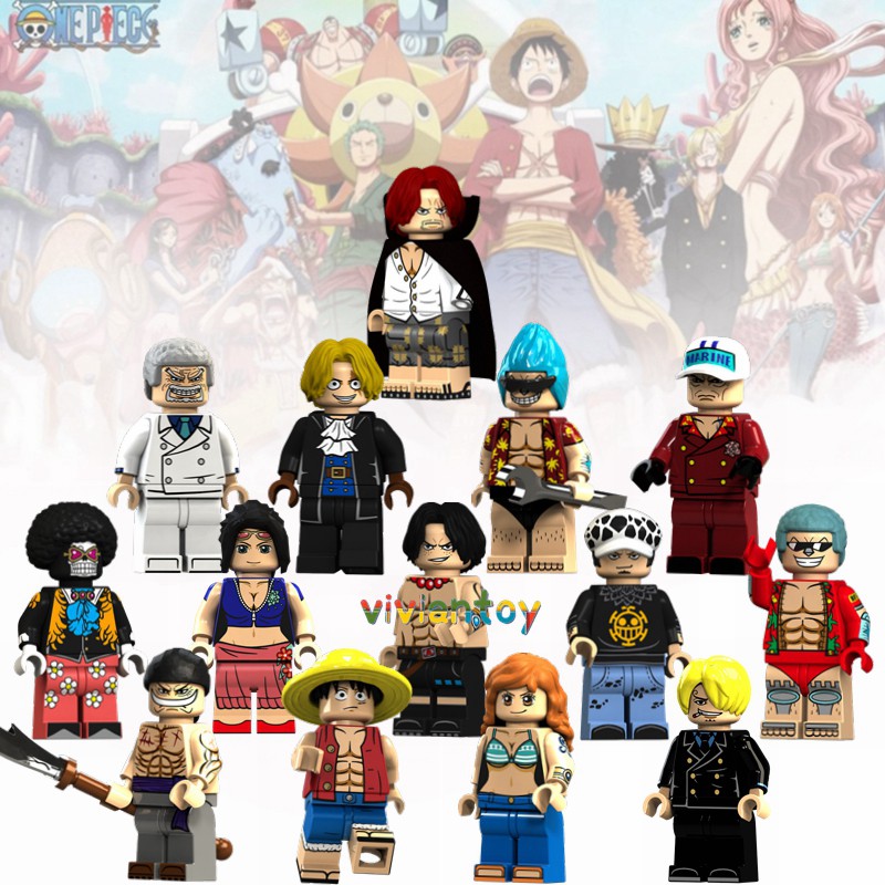 One Piece minifigura Luffy Ace shanksoky Sabo Nami Brook Lego Anime Building Blocks juguetes para niños regalos KT1013