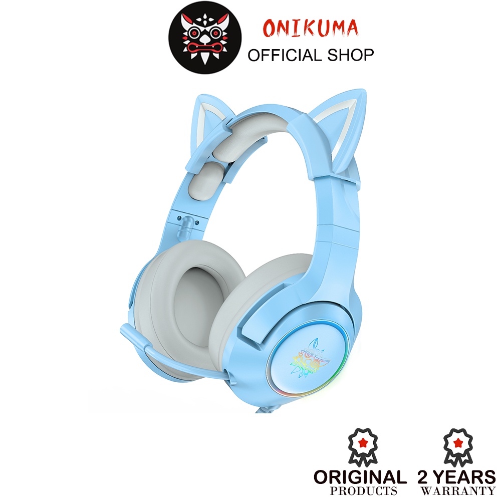 ONIKUMA K9 Blue Cute Cat Ear Headphone Gaming Headset 3.5mm Jack USB with Mic and Noise