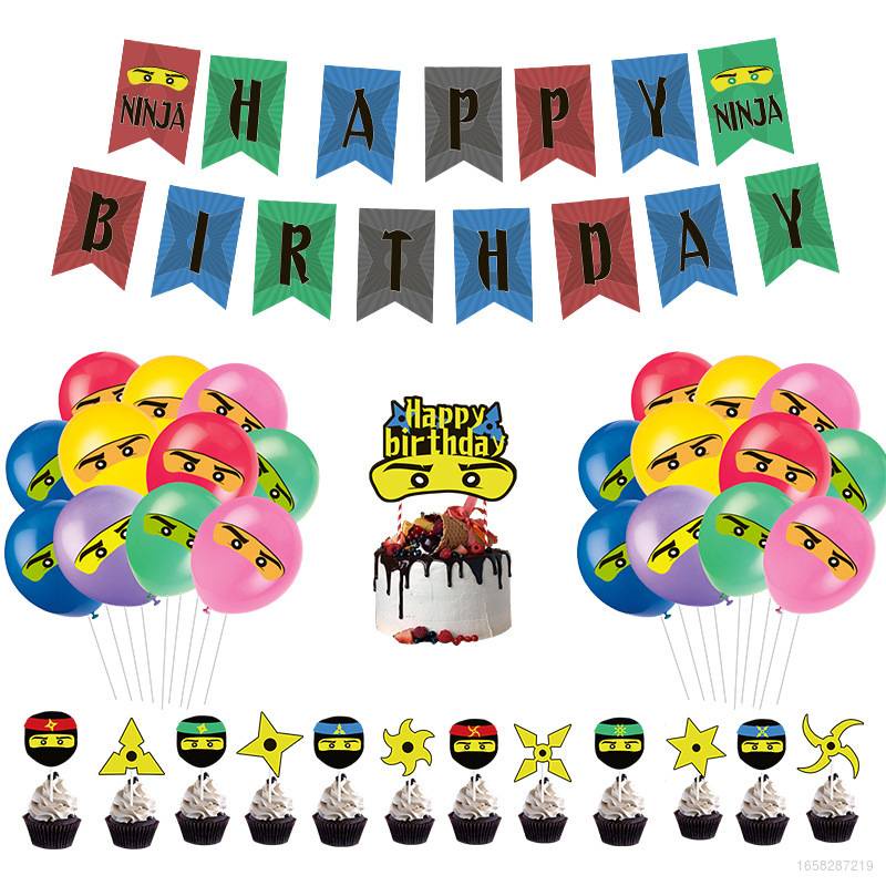 platos vasos procos/spielum Set de fiesta de 44 piezas Ninja Ninjago servilletas y pajitas de papel para 8 niños 