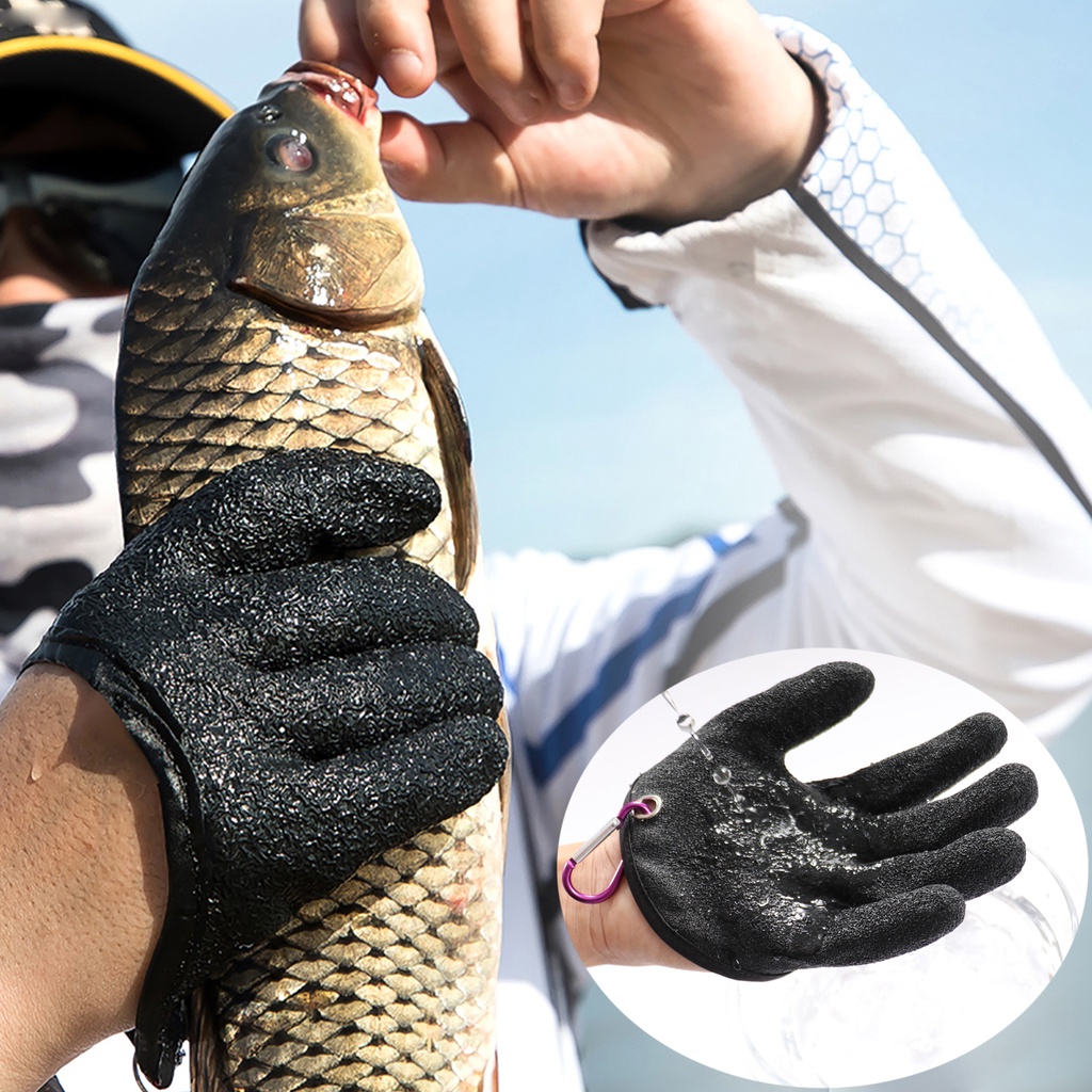 Homyl Guantes Protector Antideslizante Puesto Solo Dedo Pesca Atrapamiento de Peces Grandes 