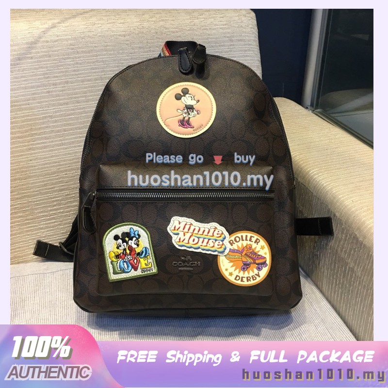 HYBM Coach 29355 Disney Mickey Mouse Mujeres Mochila Felpa + Cuero crossbody bag