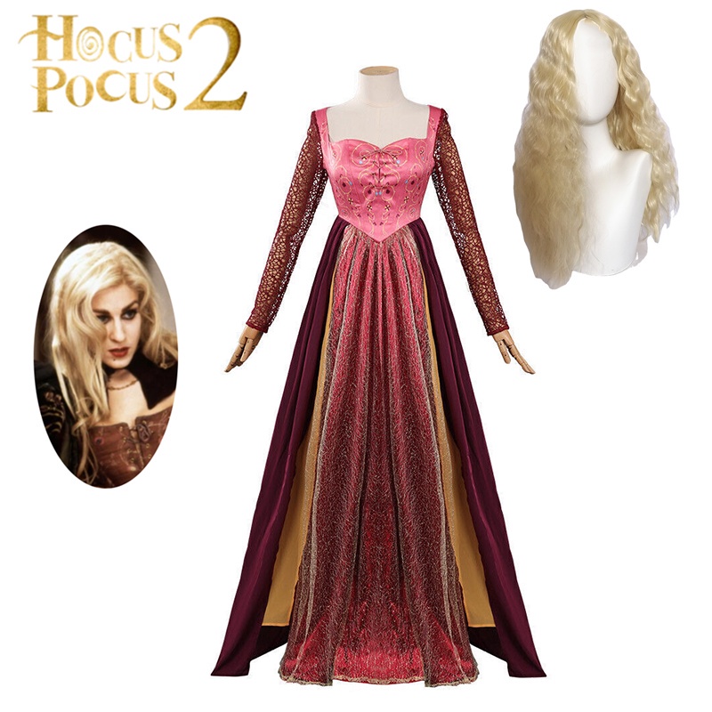 Hocus Pocus Adulto Cosplay Sarah Sanderson Disfraz De Halloween Medieval Escenario Disfraces Femenino Uniforme Vestido
