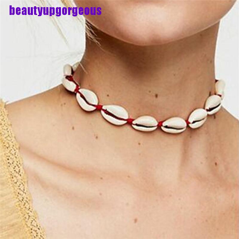 beautyupgorgeous] collar con pendiente de concha de mar bohemio gargantilla playa encanto joyería | Shopee México