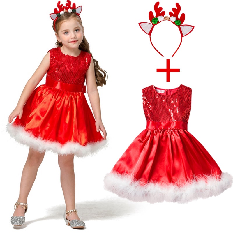 Vestido De Navidad Para Niñas Rojas Para Fiesta De Año Nuevo Ropa De Bebé  Niña Bola Tutú Rojo Vestidos Para Niños De 2 A 8 Años | Shopee México