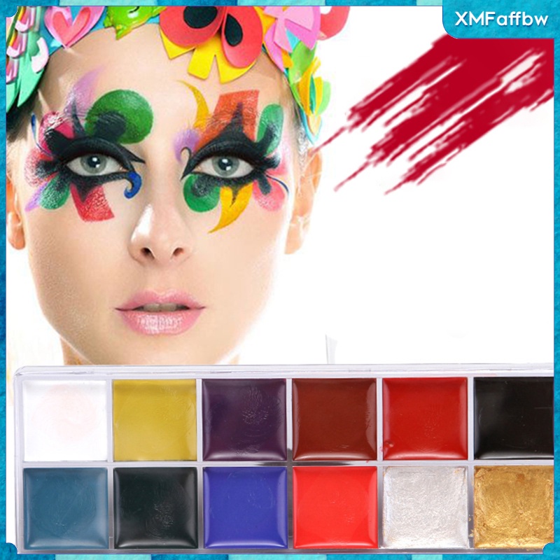 xmfaffbw] pintura corporal facial, paleta de maquillaje profesional de 12  colores, adultos, niños, no tóxicos, pintura facial segura para halloween,  cosplay | Shopee México