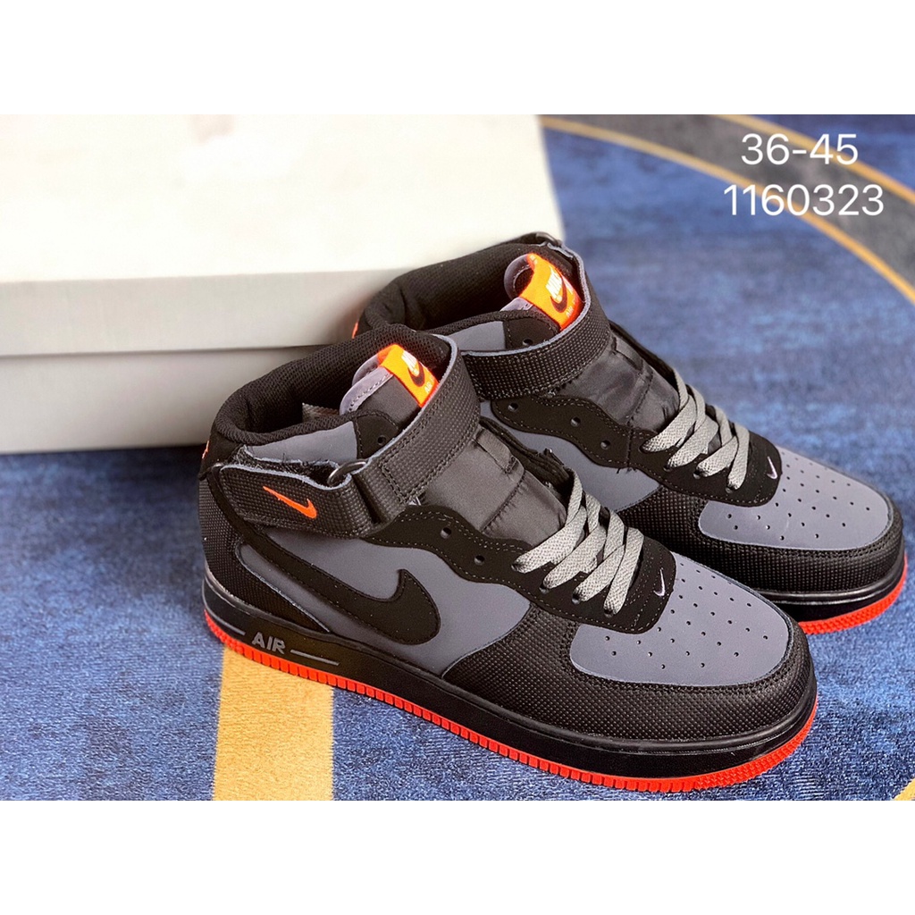 nike air force 1 mid black dark grey crimson