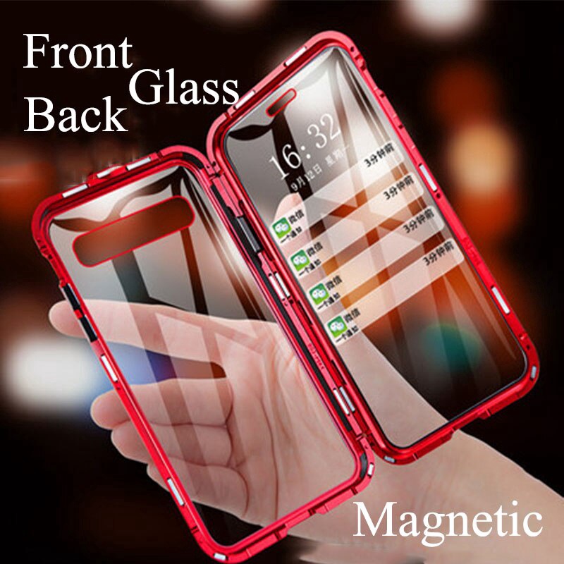 Funda magnética de Metal para Galaxy S8 S9 S10 Plus Phone Note 8 9 10 Plus cubierta de vidrio dual | Shopee México