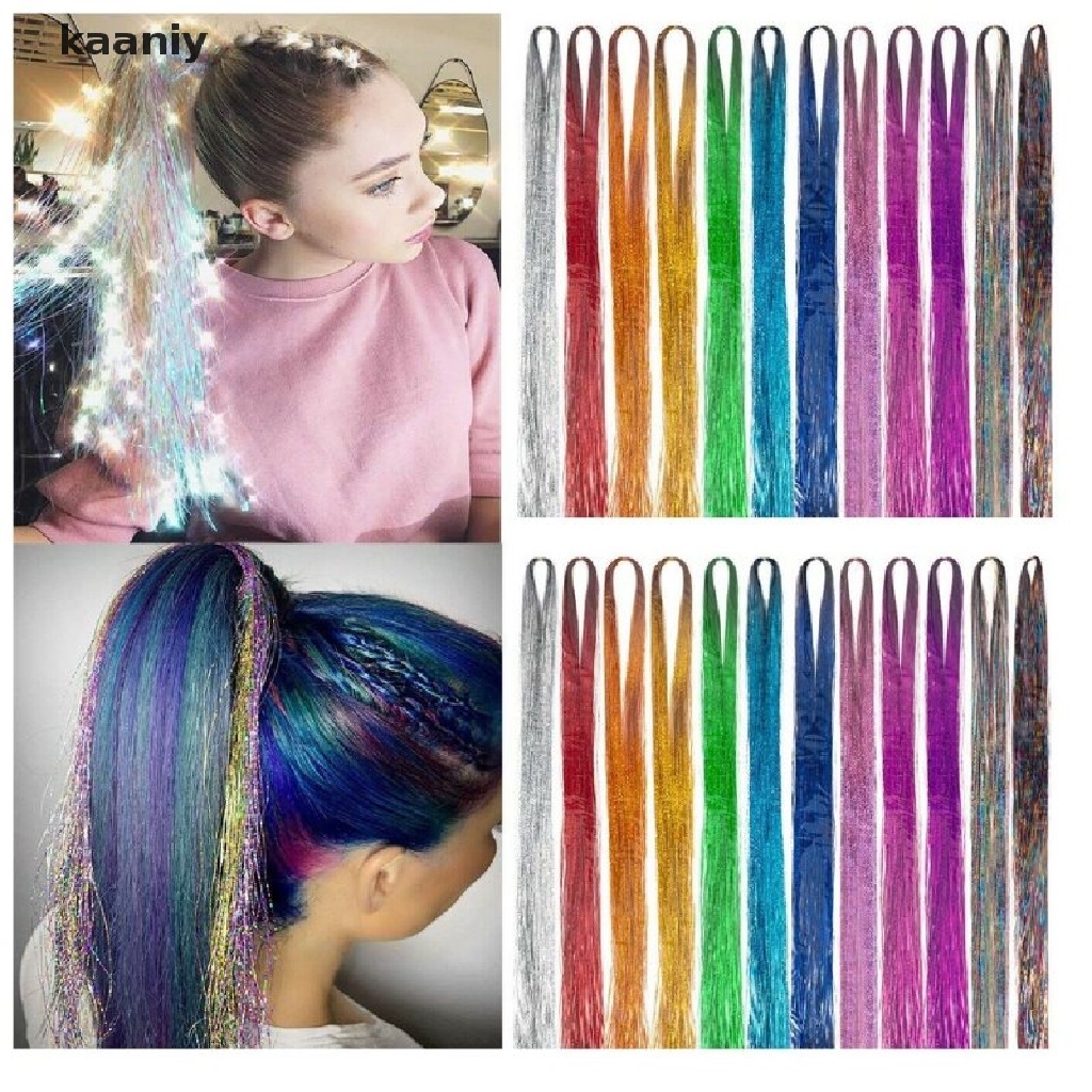 KAN] 200 Strands Holographic Sparkle Hair Tinsel Extensions Dazzles 90cm  Women Hippie FXH | Shopee México