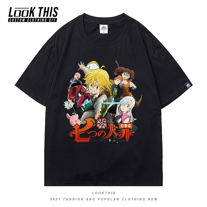 Seven Deadly Sins Camisetas Cool Anime Camiseta Suelta T